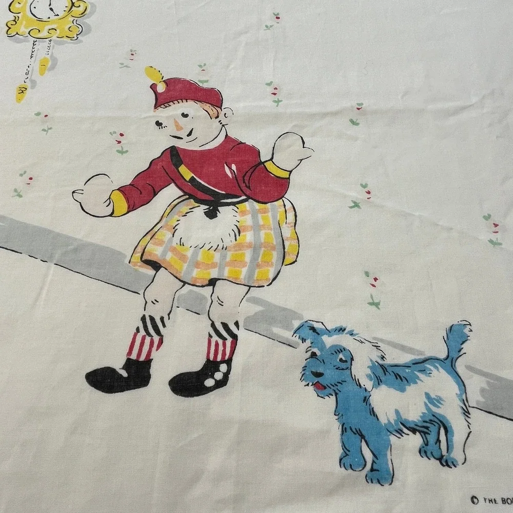 Vintage 1968 Raggedy Ann Andy Twin Flat Sheet White Cotton Blend Cottagecore